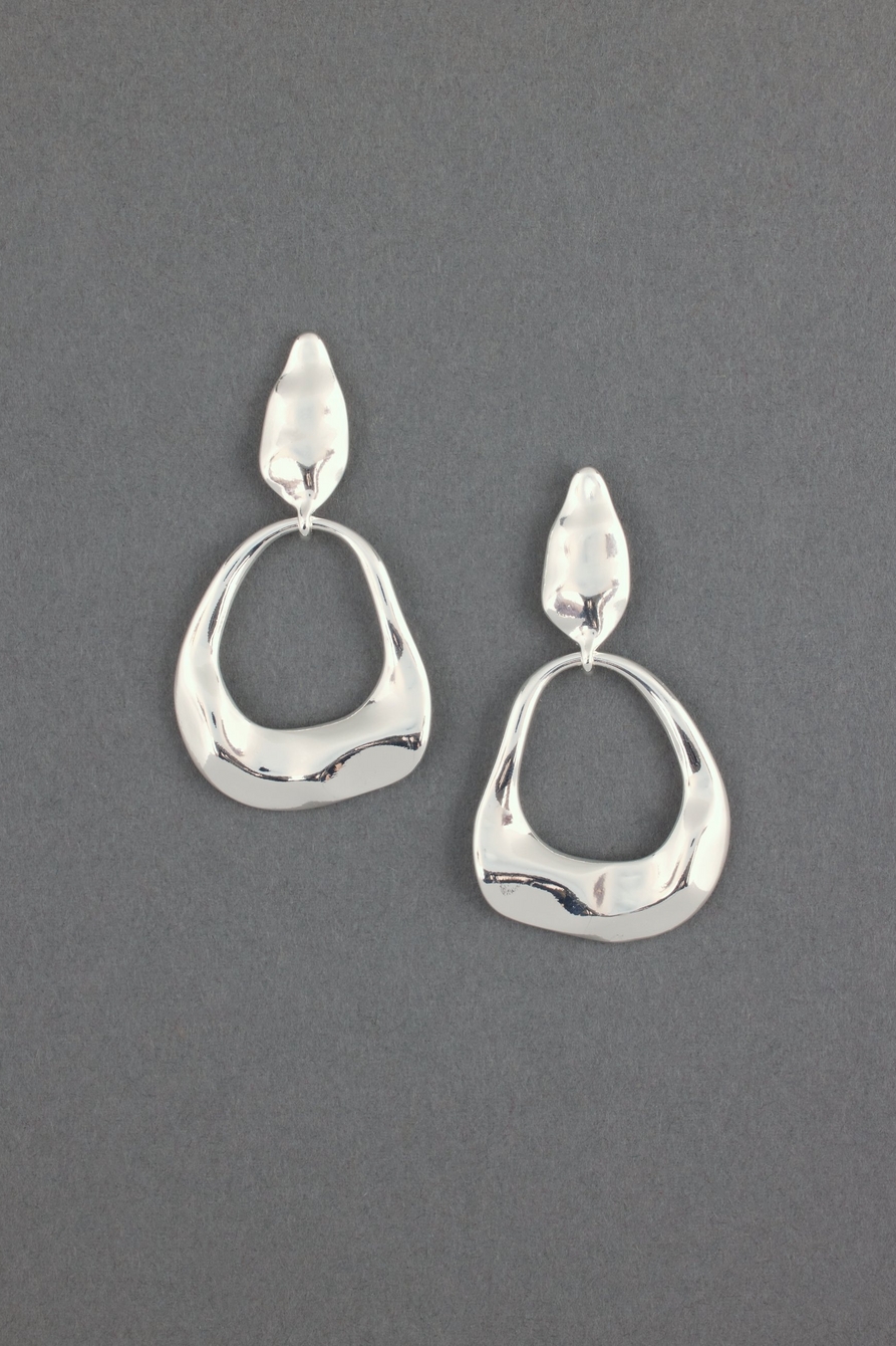 modern hammered metal drop earrings
